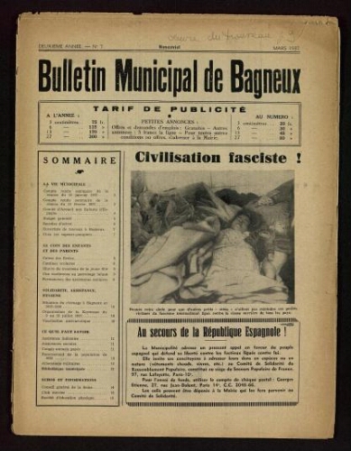 Bulletin municipal de Bagneux, 1937 – n°7