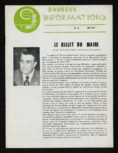 Bulletin municipal de Bagneux, 1975 – n°25