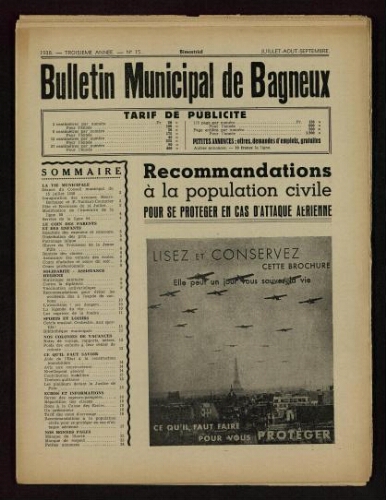 Bulletin municipal de Bagneux, 1938 – n°15