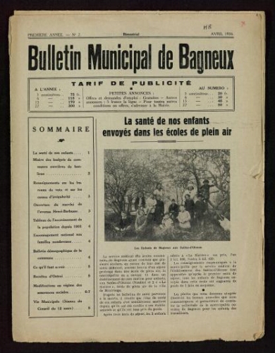 Bulletin municipal de Bagneux, 1936 – n°2