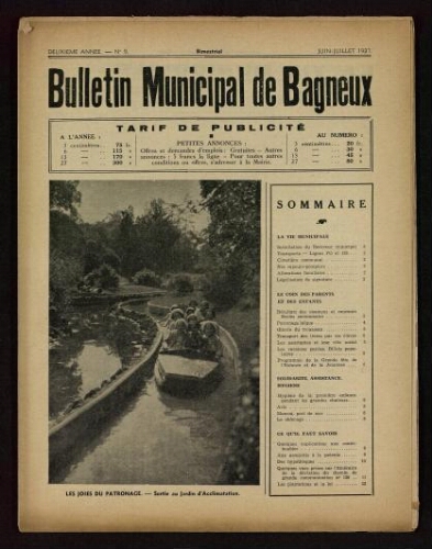 Bulletin municipal de Bagneux, 1937 – n°9