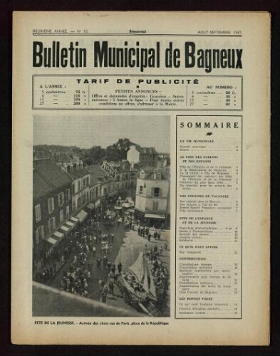 Bulletin municipal de Bagneux, 1937 – n°10
