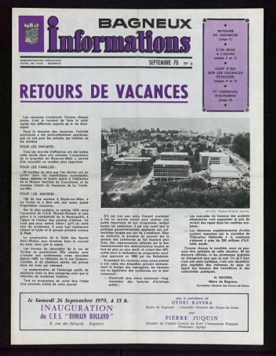 Bulletin municipal de Bagneux, 1970 – n°6
