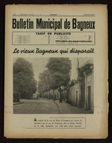 Bulletin municipal de Bagneux, 1938 – n°13