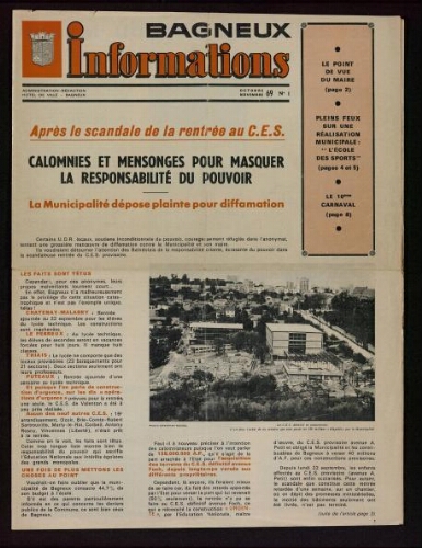 Bulletin municipal de Bagneux, 1969 – n°1