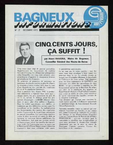 Bulletin municipal de Bagneux, 1975 – n°27