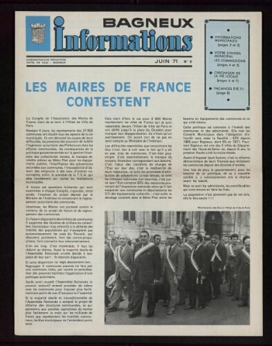 Bulletin municipal de Bagneux, 1971 – n°9