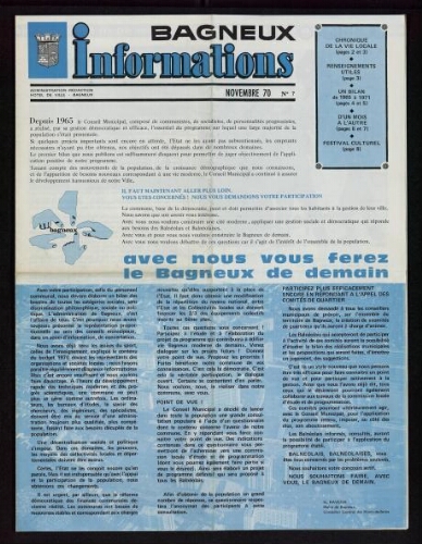 Bulletin municipal de Bagneux, 1970 – n°7